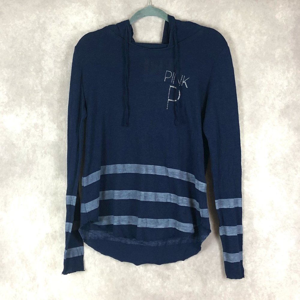 Pink Victoria's Secret Hoodie‎ Striped Lightweight Long Sleeve Blue Size XS